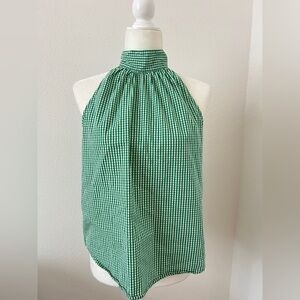 Green Gingham J. Crew summer Halter Neck Top